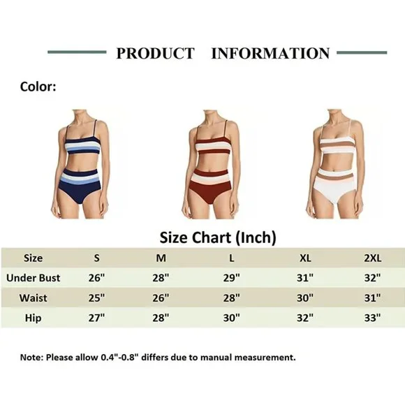 High-Waisted Colorblock Bandeau Bikini Set in Red - Picture 11 of 12